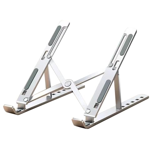 Desktop Laptop Stand, iPad Stand, Aluminum Alloy, Portable Foldable, 7 Level Adjustable, Ergonomic, Suitable for Laptops Up to 18 Inches, Easily Put it in Bag and use it Anywhere (1, Silver) - color: Silver