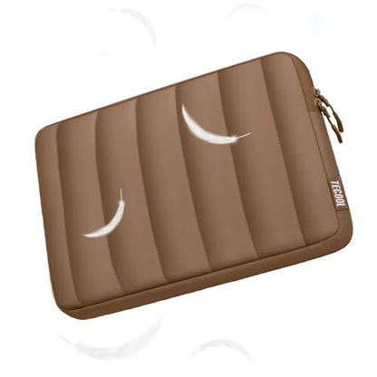TECCOL Puffy Laptop Case 15.6 inch,15.6 inch Laptop Sleeve for 15-15.6" Lenovo Thinkpad Ideapad HP Acer Asus Dell Chromebook,Protective Waterproof Sleeve 15 inch Notebook Bag with Small Case,Brown - color: Brown, size: 15.6 Inch