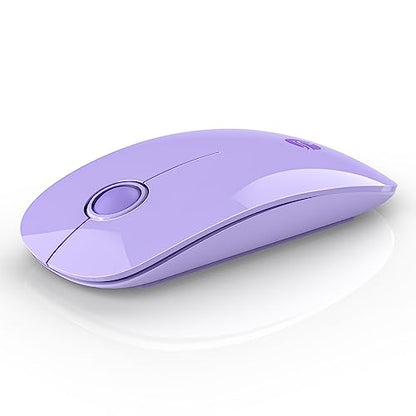 RAPIQUE Wireless Bluetooth Mouse, BT 5.1＆ 2.4GHz Slim Dual Mode, Purple | Quiet clicks, Low Power, 1600 DPI, USB-A Receiver, Portable design, Works with MacBook, Laptop, Desktop, iPad and Chromebook - color: Purple