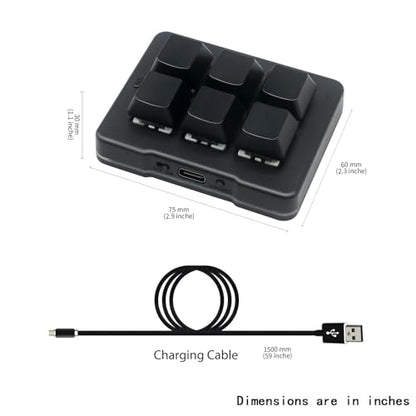 6 Key Mini Keypad Wireless USB Mechanical Gaming Macro Keyboard Customized Programmable OSU Keypad with RGB Led for PC Gaming OSU Office Work HID