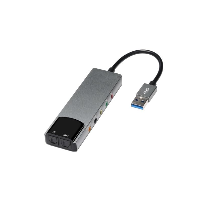Tangxi USB to 3.5mm Jack Audio Adapter Cable with SPDIF, Virtual 7.1 Surround Sound External USB 2.0 Sound Card Adapter, Plug and Play for Laptop PC Computer