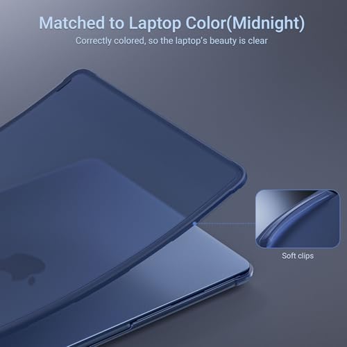 MOSISO Anti-Crack Case for MacBook Air 13 inch M5 M4 M3 M2 2026-2022 | 3 in 1 Kit Anti-Fingerprints Reinforced TPU Bumper Hard Shell for MacBook Air 13.6, A3449 A3240 A3113 A2681, Midnight Clear - color: Midnight Clear