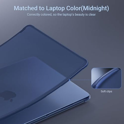 MOSISO Anti-Crack Case for MacBook Air 13 inch M5 M4 M3 M2 2026-2022 | 3 in 1 Kit Anti-Fingerprints Reinforced TPU Bumper Hard Shell for MacBook Air 13.6, A3449 A3240 A3113 A2681, Midnight Clear - color: Midnight Clear