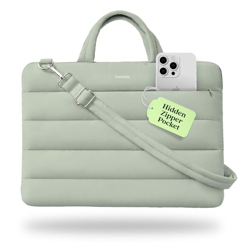 Vandel 15-16 inch Laptop Carrying Case Sleeve w. Strap, Shoulder Bag Handle | Fits Macbook Air 15, Macbook Pro 16 Carrying Case, 16 in Laptop Computer Bag for Women,15.6 in HP, Dell Messenger - color: 3. Sage, size: 15-16 Inch