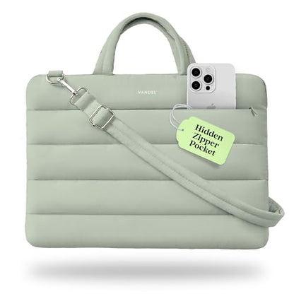 Vandel 15-16 inch Laptop Carrying Case Sleeve w. Strap, Shoulder Bag Handle | Fits Macbook Air 15, Macbook Pro 16 Carrying Case, 16 in Laptop Computer Bag for Women,15.6 in HP, Dell Messenger - color: 3. Sage, size: 15-16 Inch