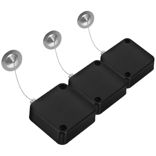POPETPOP 3Pcs Retractable Anti Theft Cable Lock with Steel Wire, Hardware Security Cable Case for Remote Controls and Laptops, 1 Meter Length with Locking Clip and Iron Cap, Black