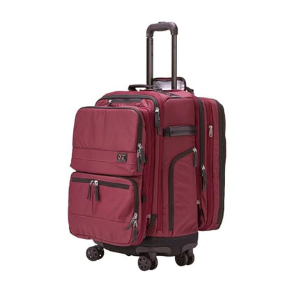 Trilogy Modular System I Modular 4-wheel spinner carry-on, with two zip-off bags! All 3 are Expandable! You get 3 bags in 1! Mix and match; take apart to fit crowded airplane spaces (Zinfandel) - color: Red