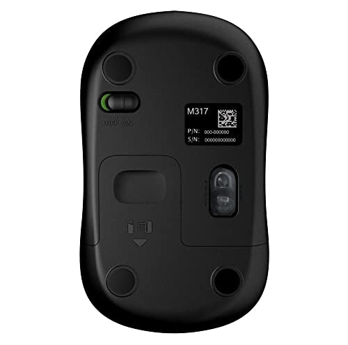Logitech M317 Wireless Mouse, 2.4 GHz with USB Receiver, 1000 DPI Optical Tracking, 12 Month Battery, Compatible with PC, Mac, Laptop, Chromebook - Black - color: Black
