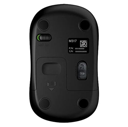 Logitech M317 Wireless Mouse, 2.4 GHz with USB Receiver, 1000 DPI Optical Tracking, 12 Month Battery, Compatible with PC, Mac, Laptop, Chromebook - Black - color: Black