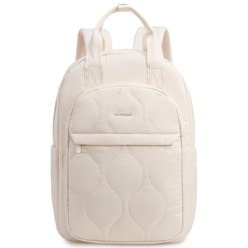 LOVEVOOK Laptop Backpack for Women, College Travel Backpack Puffer Womens Backpack for 15.6 Inch Laptop, Computer Water-Resistant Quilted Casual Daypack, Beige - color: Beige(puffer), size: 15.6 Inch