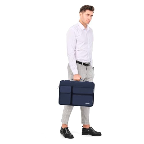 MOSISO 360 Protective Laptop Case 14 inch, Laptop Sleeve Compatible with HP Lenovo Dell ASUS Acer, HP Stream,Dell Latitude, Lenovo IdeaPad, Side Open Bag with 2 Raised&1 Flapover Pockets, Navy Blue - color: Navy Blue, size: 14 inch