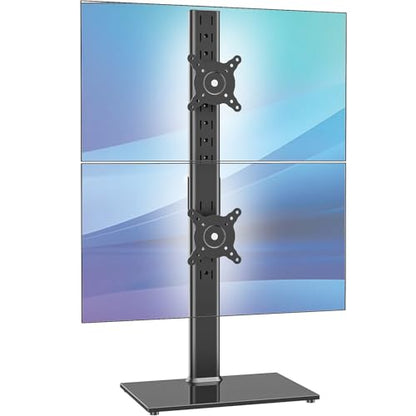 Dual Monitor Stand Vertical Stack Screen Free-Standing Desk Mount Arm Riser Fits Two 13 to 34 Inch Computer Monitors with Swivel,Tilt, Height Adjustable,VESA Stand 100x100mm, 75x75mm AX05TB02 - size: Dual monitor stand