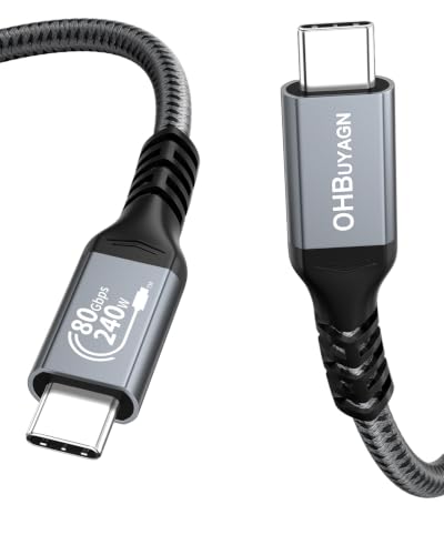 80Gbps USB 4 V2 Cable for Short Thunderbolt 4 Cable 1.64ft, Boost 120Gbps Bandwidth for 16K/Dual 8K, PD 240W Fast Charging for USB C Thunderbolt 5, MacBook, SSD, USB C Monitor, Dell XPS HP Lenovo PC - size: 1.64FT