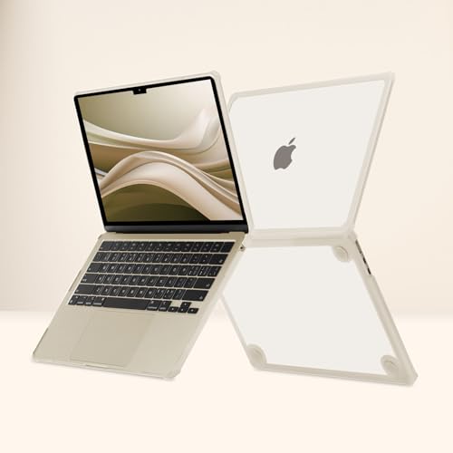 MOSISO Compatible with MacBook Air 13 inch Case M5 2026 M4 M3 M2 2025-2022 | A3449 A3240 A3113 A2681, 3 in 1 Kit Crack-Resistant Heavy Duty Protective Hard Shell Case Cover with TPU Bumper, Starlight - color: Starlight