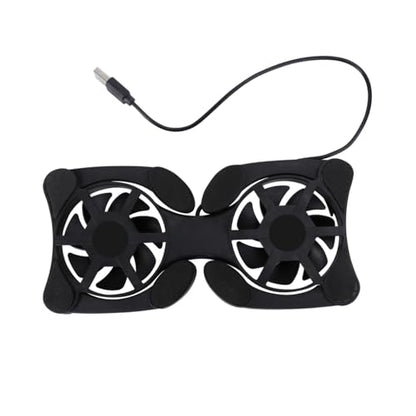 VILLCASE Portable Foldable Laptop Cooler Fan Pad with Dual USB Fans, Adjustable Black Cooling Stand for Notebooks, Silent Cooling for Gaming and Office Use