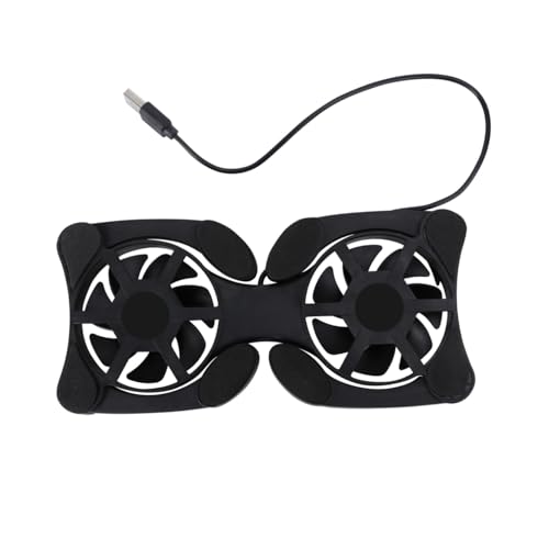 VILLCASE Portable Foldable Laptop Cooler Fan Pad with Dual USB Fans, Adjustable Black Cooling Stand for Notebooks, Silent Cooling for Gaming and Office Use