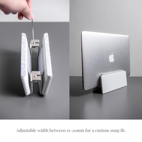 Raico Verical Laptop Stand MacBook Walnut Wood Dual Laptop Vertical Setup Holder Stand (Matte White, Single Slot | Adjustable) - color: Matte White, size: Single Slot | Adjustable