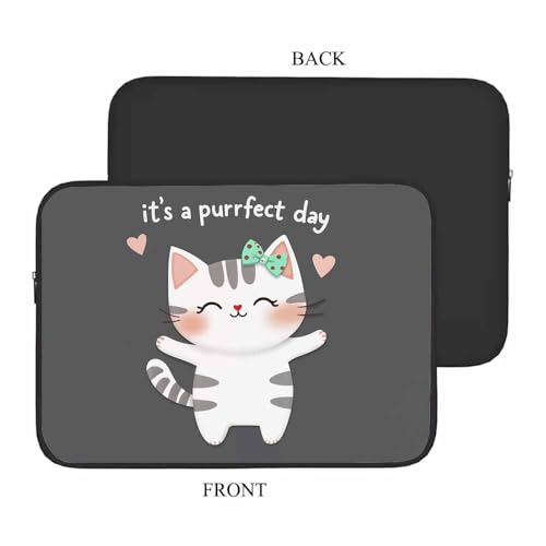 Laptop Sleeve Bag 15.4 15.6 Inch,Cute Cat It's A Purrfect Day Grey Protective Polyester Computer Cases Laptop Cover Briefcase Bag Tablet Travel Cover - color: LPS-026