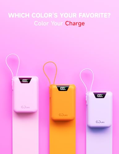 M2 Portable Charger, 20000mAh Power Bank, PD 35W Ultra Fast USB-C Built-in Cable, Compact Cute Mini External Battery Pack for iPhone, Samsung, Android iPad (Pink) - color: Pink