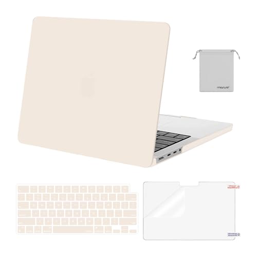 MOSISO Compatible with MacBook Pro 14 inch Case M5 2026 M4 2025 M3 M2 M1 2024-2021 A3427 A3426 A3434 A3112 A3185 A3401 A2918 A2992 A2779 A2442,Hard Case&Keyboard Skin&ScreenFilm&Pouch, Beige - color: Beige