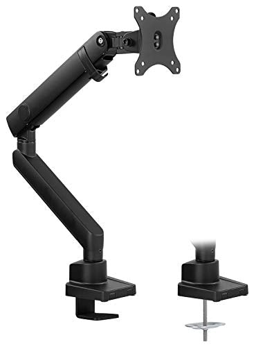 Mount-It! Single Monitor Arm Desk Mount for 24-32 Inch Computer Monitor, Full Motion Aluminum Mount, VESA 75x75 100x100, Holds up to 17.6 lbs, Cable Management, C-Clamp and Grommet Base, Black