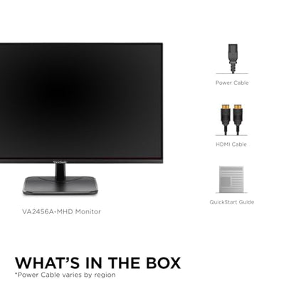ViewSonic VA2456A-MHD 24 Inch 1080p Monitor, IPS Display with 120Hz for Enhanced Home and Office Productivity, Eye Care Technology, HDMI, DisplayPort, and VGA Inputs - size: 24 Inches, style: 1920 x 1080