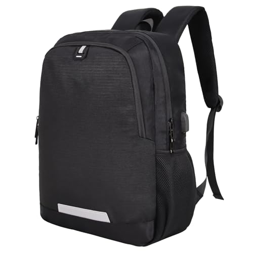 Laptop Backpack for Men Women, 17 Inch Business Travel Backpack with USB Charging Port and Anti-Theft Pocket, College School Bookbag (Black) - color: Black.