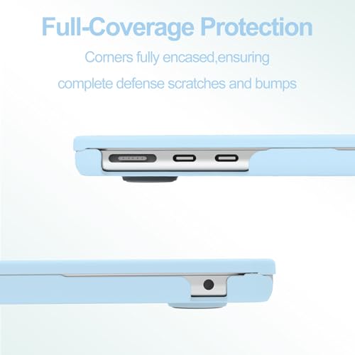 G JGOO Compatible with MacBook Air 15 inch Case 2026 2025 2024 2023 M5 A3448 M4 A3241 M3 A3114 M2 A2941, Plastic Hard Shell for 15 inch MacBook Air Case+Keyboard Cover+Screen Protector, Air Blue - color: Air Blue