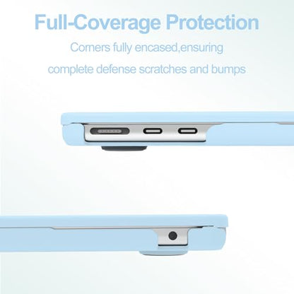 G JGOO Compatible with MacBook Air 15 inch Case 2026 2025 2024 2023 M5 A3448 M4 A3241 M3 A3114 M2 A2941, Plastic Hard Shell for 15 inch MacBook Air Case+Keyboard Cover+Screen Protector, Air Blue - color: Air Blue