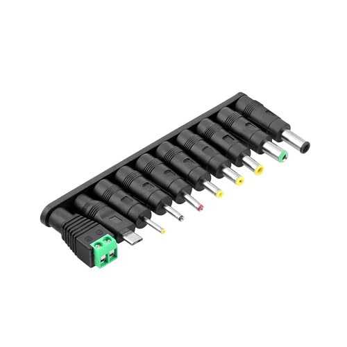 DC Plug 10 Connector Tips Kits [6.0x4.4mm 6.3x3.0mm 5.5x3.0mm 4.8x1.7mm 4.0x1.7mm 3.5x1.35mm 3.0x1.1mm 2.5x0.7mm LED Terminal Connector] Micro USB for 5.5 x 2.1mm AC Power Adaptern