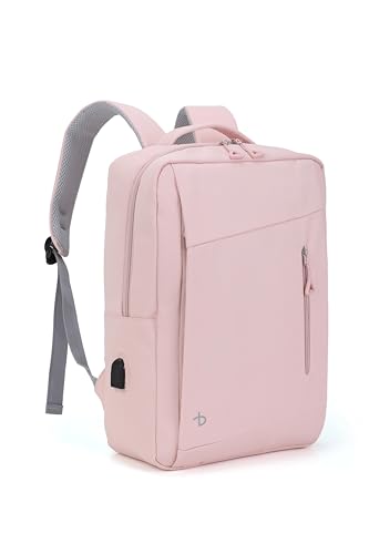 BESMART Slim Travel Laptop Backpack for Women, Personal Item Daypack | Lightweight Waterproof College Work Casual Backpack with USB Port,Carry On Flight Approved Backpacks Fit 15.6'' Laptop,Pink - color: Pink