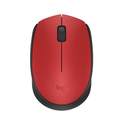 Logitech M170 Compact Ambidextrous 2.4 GHz Wireless Mouse - Red | Ambidextrous mouse with 2.4 GHz USB-A Nano Receiver, Optical Tracking, 12-Months Battery Life, PC, Mac, Laptop compatible - color: Red