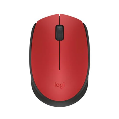 Logitech M170 Compact Ambidextrous 2.4 GHz Wireless Mouse - Red | Ambidextrous mouse with 2.4 GHz USB-A Nano Receiver, Optical Tracking, 12-Months Battery Life, PC, Mac, Laptop compatible - color: Red