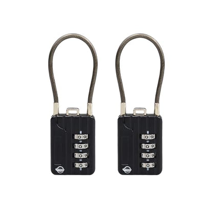 4 Digit Cable Combination Locks 4.7 inches Cable for School Gym Locker,Helmet,Filing Cabinets,Toolbox,Luggage Suitcase,knapsack,Cable 3mm Diameter,Black(2 Pack) - size: 12cm(4.7in)Cable Black