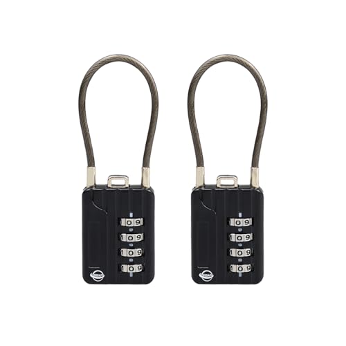 4 Digit Cable Combination Locks 4.7 inches Cable for School Gym Locker,Helmet,Filing Cabinets,Toolbox,Luggage Suitcase,knapsack,Cable 3mm Diameter,Black(2 Pack) - size: 12cm(4.7in)Cable Black