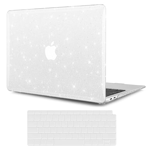 Glitter Case for MacBook Air 13 inch 2026 M5, 2022-2025 M4/M3/M2 | Bling Sparkle Plastic Hardshell & Keyboard Cover for Mac Air 13.6 inch Case A3449 A3449 A3240 A3113 A2681, Clear Glitter - color: 01 Clear Glitter