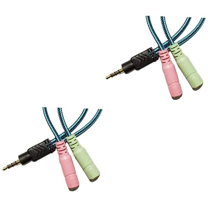 jojofuny 2pcs Male to Female Audio Splitter Adapter for Headset and Microphone Stereo Cable for Laptop and Mobile Devices Convenient Headphone Mic Splitter for Enhanced Audio