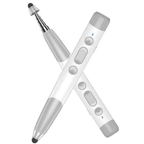 4-in-1 Presentation Clicker with Telescopic Pointer & Stylus Pen - 2.4GHz Wireless Presenter for PowerPoint/Keynote, Teacher Lanyard, Rechargeable - Compatible with Smart Board, Computer, Mac, Tablet