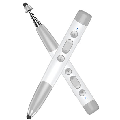 4-in-1 Presentation Clicker with Telescopic Pointer & Stylus Pen - 2.4GHz Wireless Presenter for PowerPoint/Keynote, Teacher Lanyard, Rechargeable - Compatible with Smart Board, Computer, Mac, Tablet