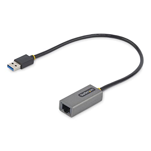 StarTech USB 3.0 to Gigabit Ethernet Adapter, 10/100/1000Mbps, Driverless | 10/100/1000Mbps, USB to RJ45, USB 3.0 to LAN Adapter, USB 3.0 Ethernet Adapter (GbE), 11in Attached Cable, Driverless - color: Space Gray, size: 1Gbps, style: USB-A
