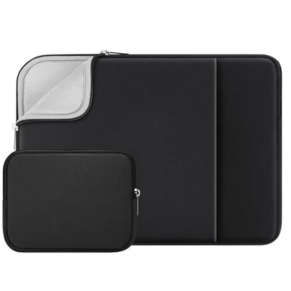 RAINYEAR 14 Inch Laptop Sleeve Case with Pocket & Accessories Pouch, Black | Protective Soft Fluffy Lining Carrying Bag Compatible with 14 inch Notebook Computer Chromebook - color: Black(Upgraded Version), size: 14"