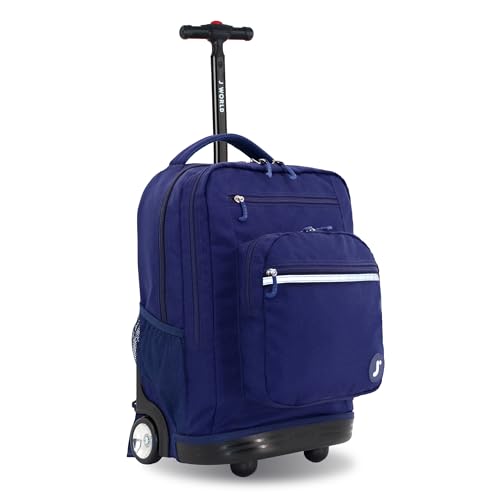 J World Sundance Laptop Rolling Backpack for Girls Boys. Roller Bookbag with Wheels, 20 Inch, Navy - color: Navy