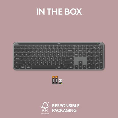 Logitech Signature Slim K950 Wireless Keyboard, Sleek Design, Switch Typing Between Devices, Quiet Typing, Bluetooth, Multi-OS, Windows, Mac, Chrome - Graphite - color: Graphite, style: Battery Powered