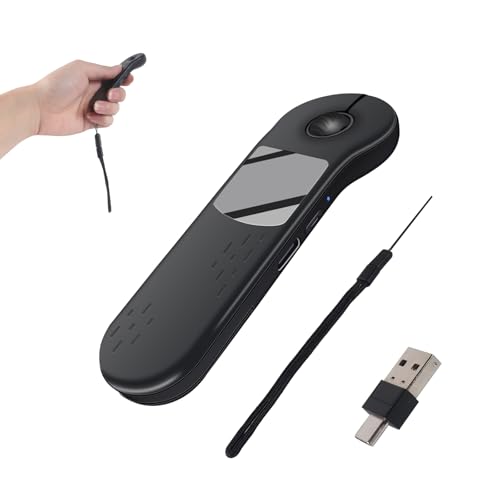 Dual Mode Mini Bluetooth Wireless Mouse - USB-C Receiver, 2.4G Wireless & Bluetooth, Rechargeable Finger & Touchpad Mouse with Anti-Lost Nylon Lanyard for PC, Laptops, Tablets & Smartphones (Black)