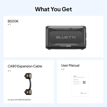BLUETTI B500K Expansion Battery for Apex 300 Portable Power Station, 5120Wh | LiFePO4 Battery Pack, Solar Generator Add-on Module for Home Backup, Emergency, Off-Grid (Expansion Cable CA90 Included) - style: ‎BLUETTI B500K for Apex 300