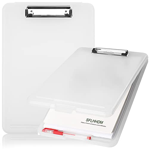 Clipboard with Storage,Storage Clipboard with Clip,Clipboards Foldable for Nurse,for 8.5x11 Paper Clip Boards,A4 Clipboards Case with Smooth Writing for Office Supplies Clip Board Case-Translucent - color: Translucent
