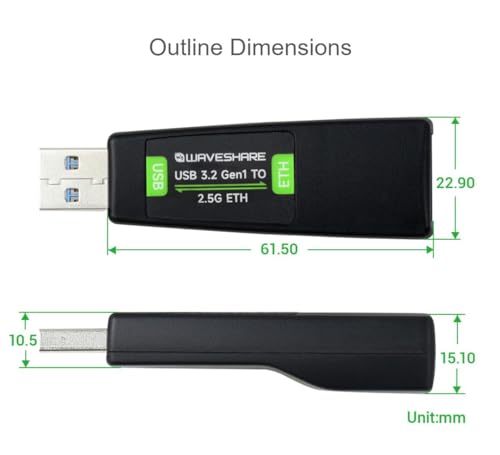 USB to 2.5G Ethernet Port Converter, High-Speed Networking, Driver-Free, Supports Windows/MacOS/Linux/Android Multi-System, 2.5G USB Ethernet Adapter (USB 3.2 Gen1 to 2.5G ETH)