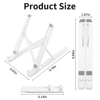 Laptop Stand for Desk,Adjustable ABS & Silicone Foldable Riser with Ventilated Cooling-Holder for 10-15.6" Notebooks,Tablets and Computers,White - color: White