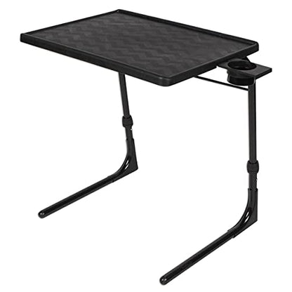 Table-Mate TV Tray Table | Portable Desk Folding Dinner Tray, Couch Table Trays for Eating Snack Food, Portable Laptop Desk, Bed Trays for Eating | Adjustable TV Trays with 3 Angles and Cup Holder - size: 15"D x 21"W x 29"H