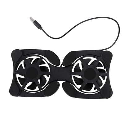 Kisangel Portable Foldable Laptop Cooler and USB Cooling Stand with Dual Fans for Notebook Computers, Black, Suitable for Gaming and Office Use